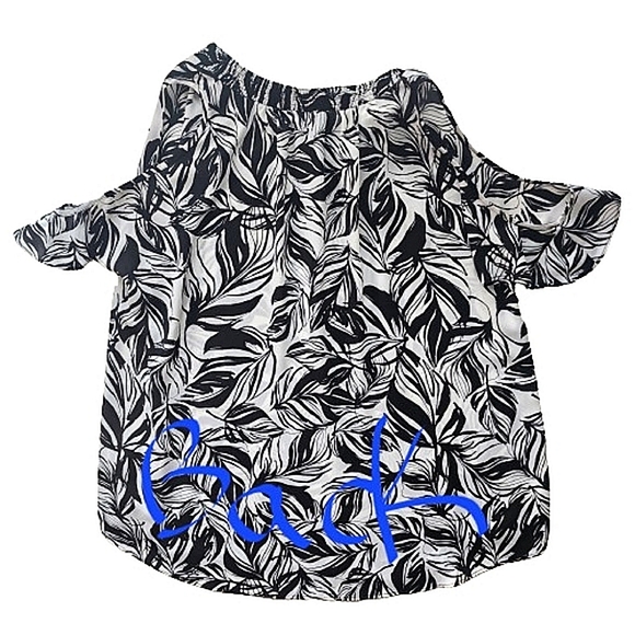 Mossimo Black & White Baby Doll Abstract Cold Shoulder Flutter Leaf Blouse - Picture 5 of 7